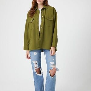 Hyfve Oversized Olive Green Button-Up Shirt